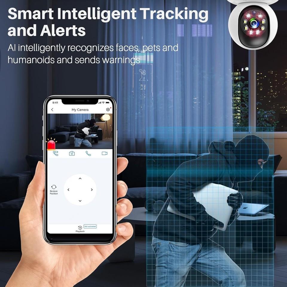 3MP WiFi Indoor Surveillance Camera with 2.8-inch Screen 2K 360° Two-Way Audio