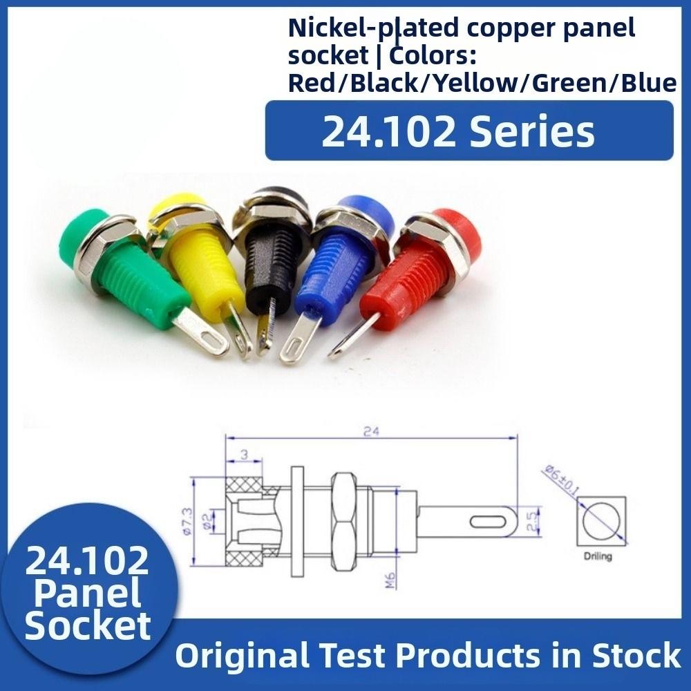 6pcs 24*7.3mm Banana Socket 2mm Terminal Test Hole DIY Parts Jack Electrical Connector