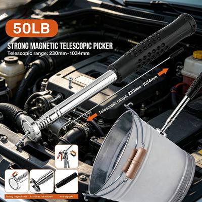 50LB Strong Magnetic Telescopic Picker for Hard To Reach Retractable Stainless Steel Pen Pickup Stick Magnet Pickup Tool