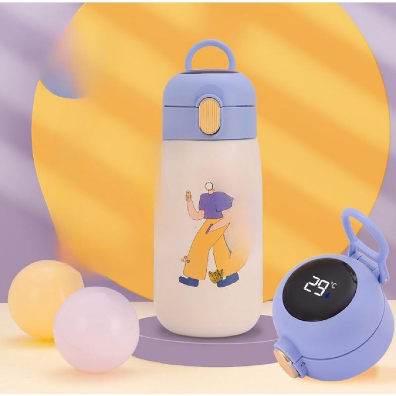 Smart Pot-bellied Mug 316 Stainless Steel Thermos Cup Touch Temperature Cartoon Water Cup Portable Children's Water Cup