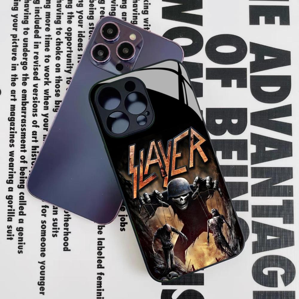 Slayer Heavy Metal Rock Band Phone Case for Iphone 17 16 15 14 12 11 13 Pro Max Mini X Air Puls Black Glass Cover