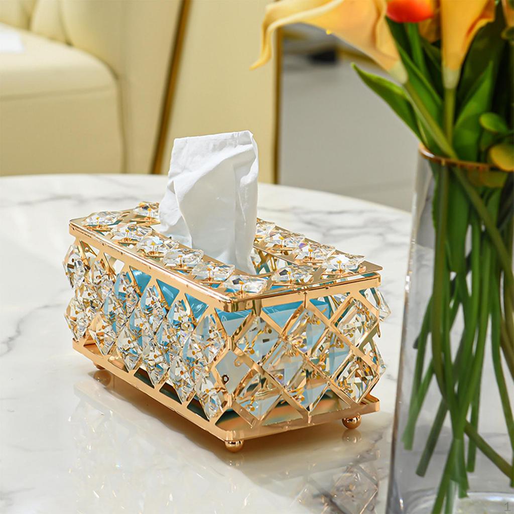 Desk Tissue Holder Box Cover Metal Decorative Luxury Napkin Case for Night