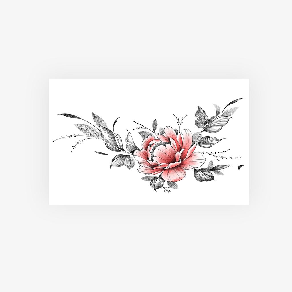 Tattoo Stickers Retro Minimalist Plain Flower Premium Sense Babes Personality Collarbone Arm Tattoo Stickers