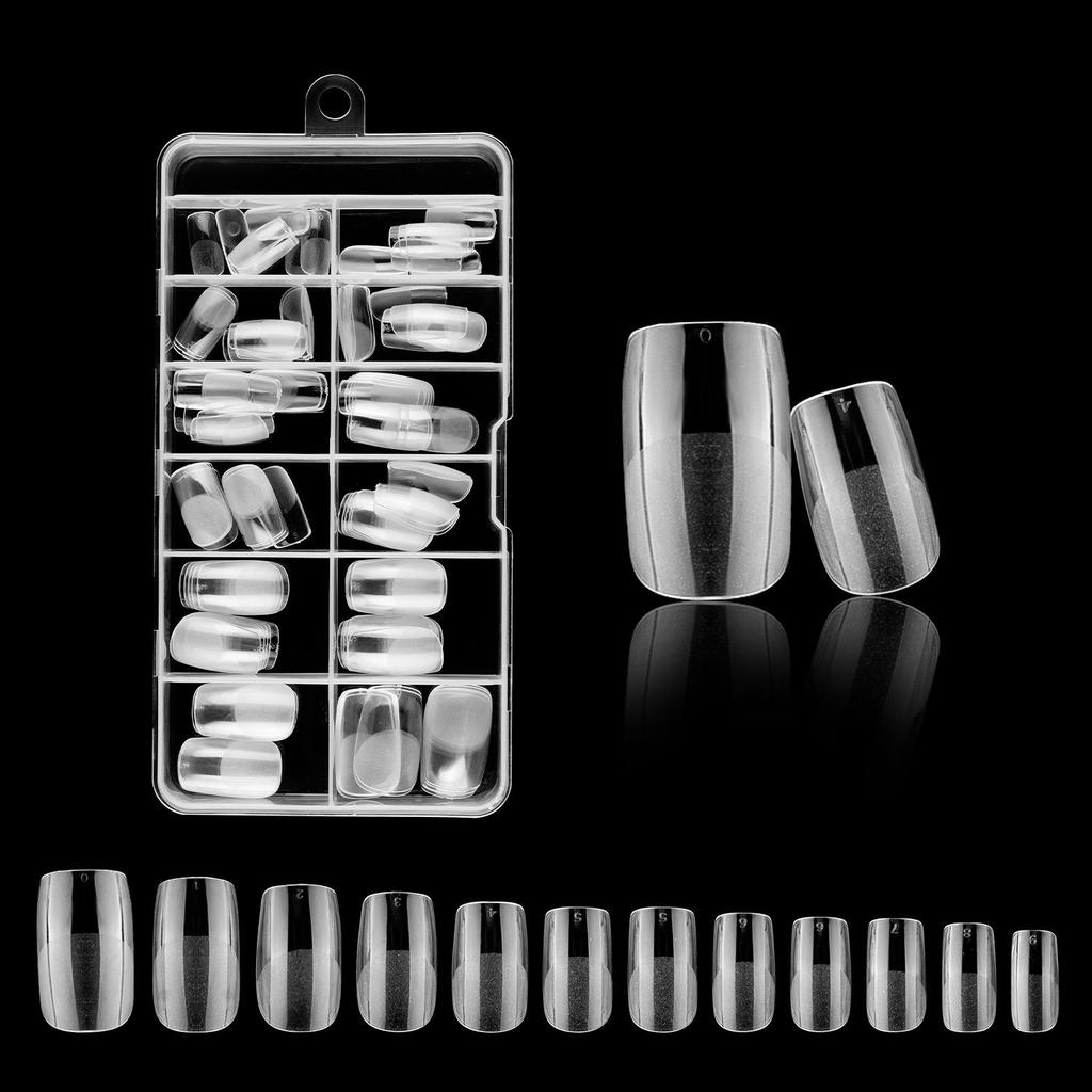 120/100-Piece Set of Clear Frosted Square Oval Almond Ballet Wear-On False Nail Art Tips