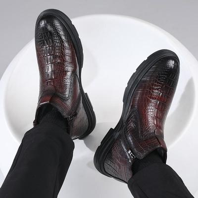 Men's Cotton Shoes Genuine Leather High Top Plush Outdoor Casual Men's Shoes Warm Sheepskin and Fur Integrated Snow Boots Men's Style