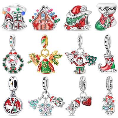 Newcopper Santa Claus Elk Socks Christmas Charms Beads Fit 3Mmoriginal Bracelets Diy Party Jewelry Festival Gifts