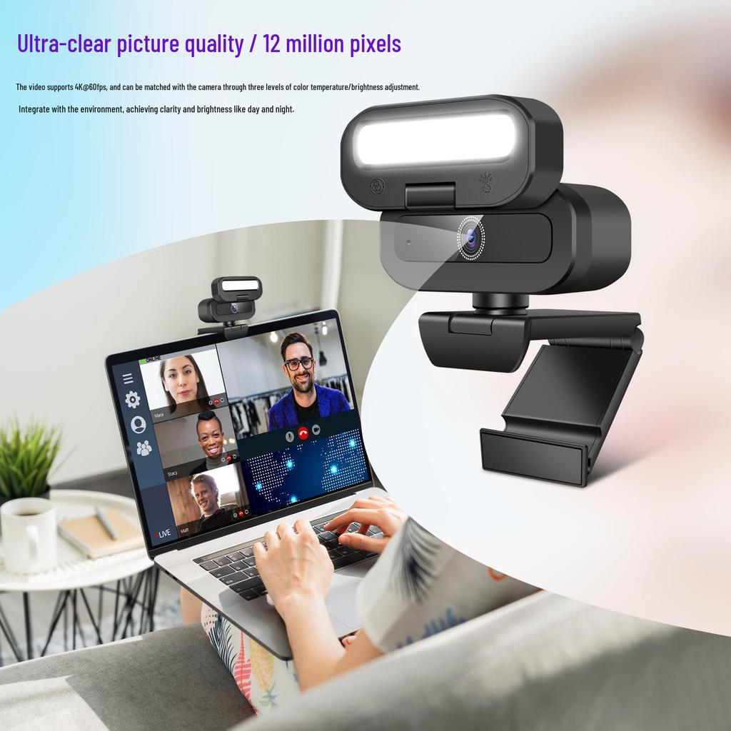B18 4K USB Camera with Fill Light for Live Streaming and Conferences