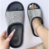 Fashion 2025 Women's New Women's Shoes with Diamond Face, Thin Flash Thick Bottom Slippers Sandals Outdoor Beach Slippers 36-45