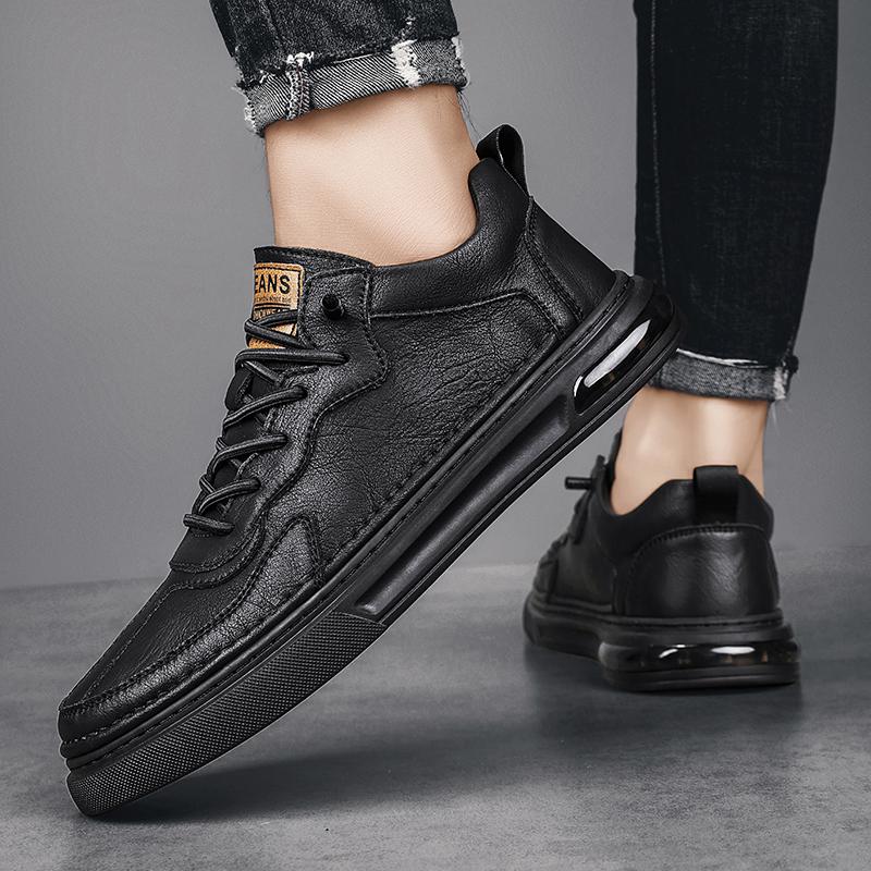 Mens Casual Leather Shoes Breathable Business Luxury Brand Male Footwear Soft Comfortable Lace-up Retro Leisure Shoes