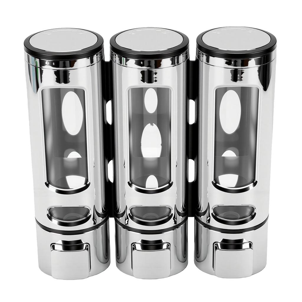 Dispenser da Doccia a 3 Scomparti 3x400ml Grande Capacità Ricaricabile Montato a Parete Dispenser per Shampoo e Balsamo per Bagno
