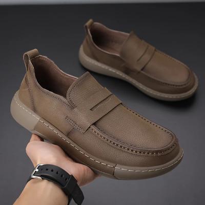 Mode Britischer Stil Echtes Leder Herren Slipper Lässig Business Büro Schuhe Marke Mode Bequem Rutschfest Flach Designer Oxford Slipper