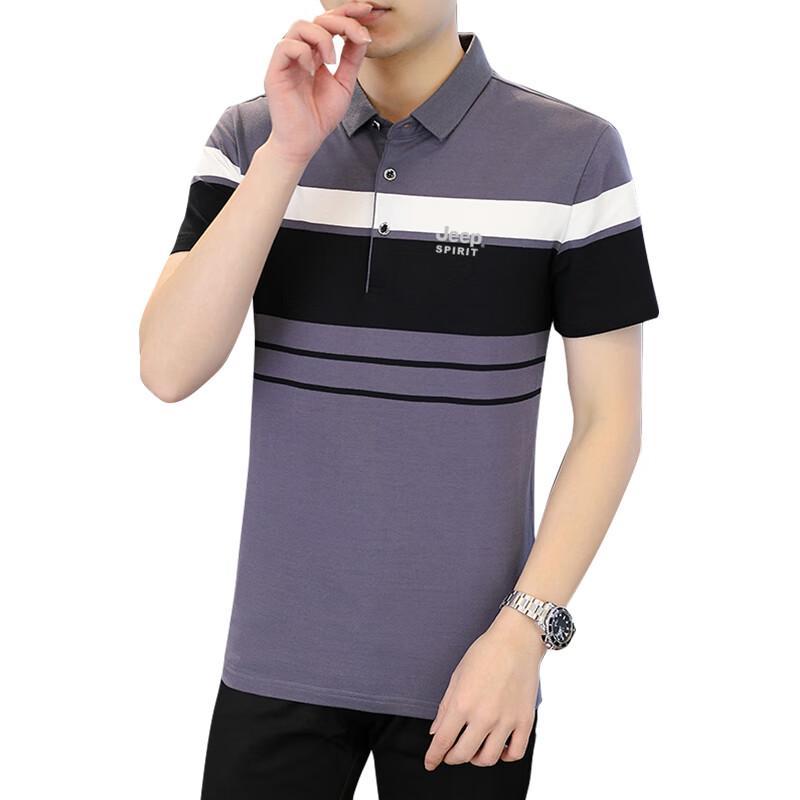 

JEEP SPIRIT Men s Striped Polo Short Sleeve T-Shirt 4XL