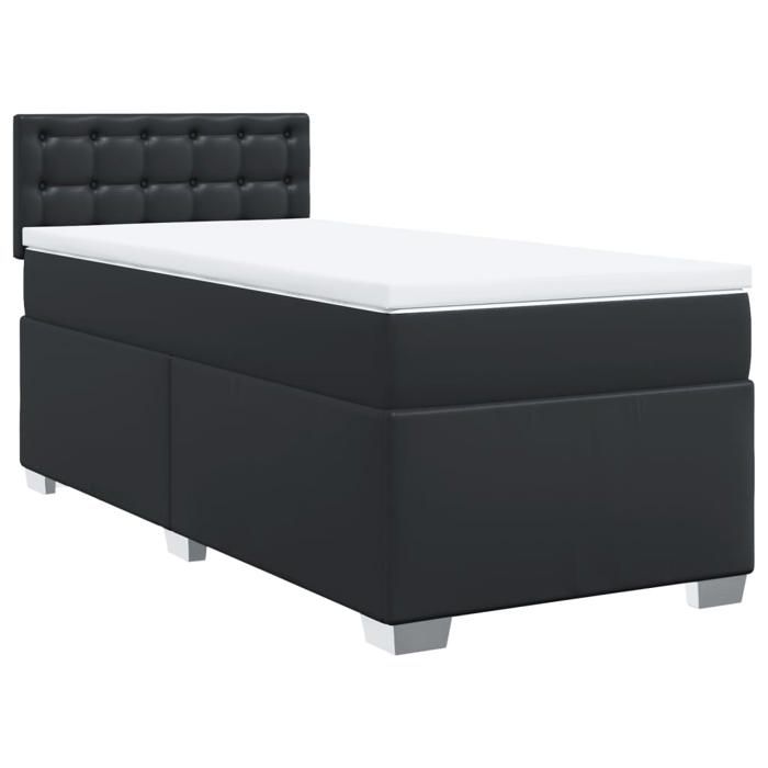 VidaXL Slat Bed Base with Mattress Black 90x190 Cm Faux Leather, Bed, Platform Bed, Panel Bed, Furniture of 3286100