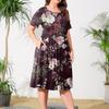 Womens Plus Size Summer Dress Casual Short Sleeve Paletead Waist Loose Fit Swing T-Shirt Dress With Pockets