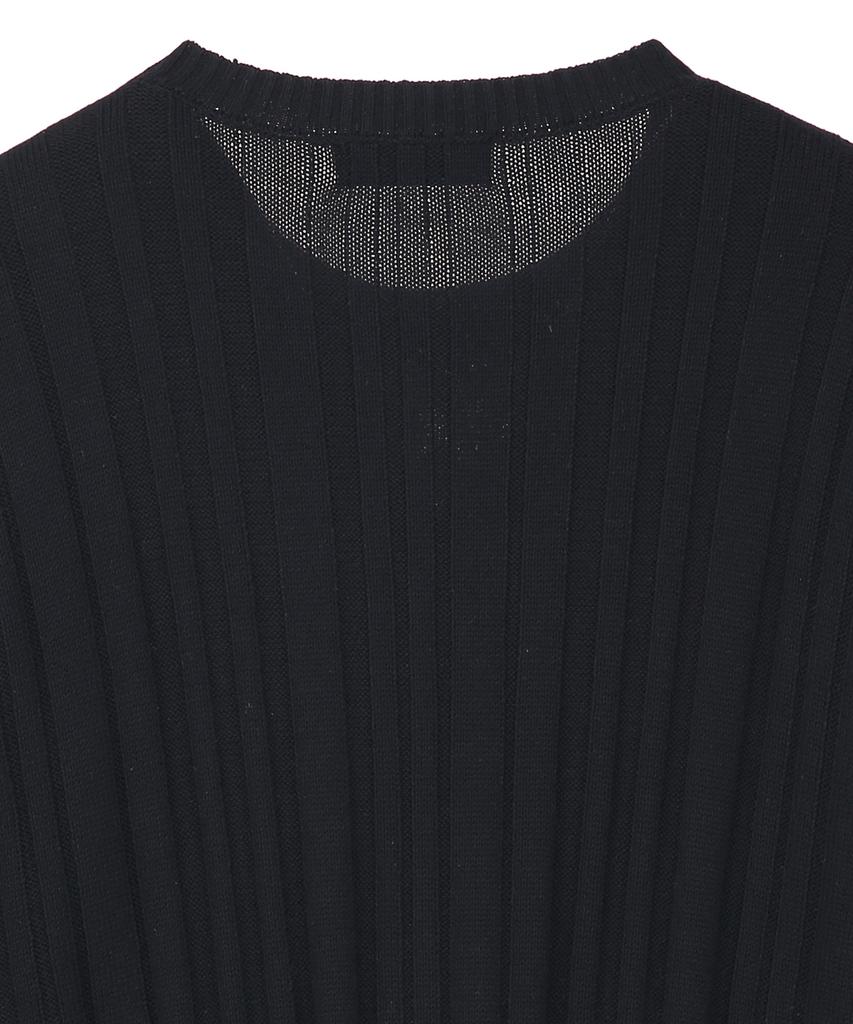IL CORSO Grunge Ribbed Round Neck Knit Black