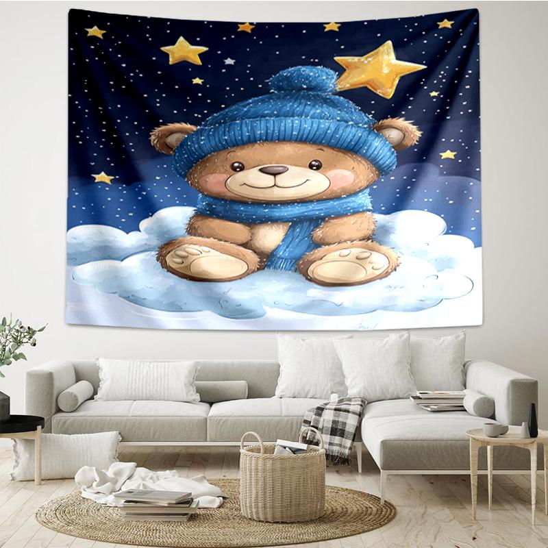 Teddy Bear Night Sky Tapestry Hanging for Bedroom,Livingroom, Playroom,Decor Art Room Wall Tapestry Holiday and Birthday Gifts