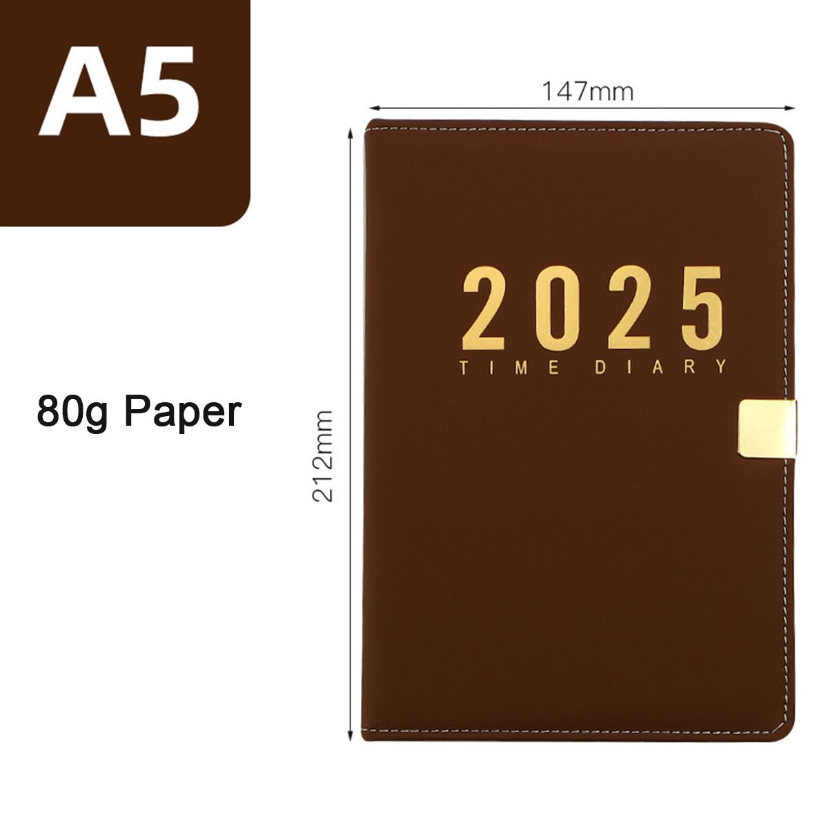 

A5 Ультра-толстая кожаная полная английская версия 2025 года, деловой план, ежедневник для студентов, записная книжка, блокнот, памятка A5