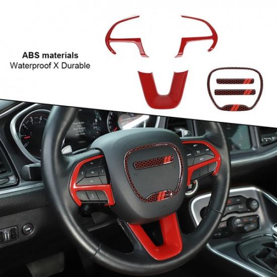 Lenkradabdeckung Zierrahmen für Challenger & Charger 2015 Aufwärts Rot Zubehör