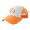 Lambda Logo Mesh Trucker Hat White Black Ventilated Baseball Cap Breathable Design for Outdoor Activities and Casual Wear