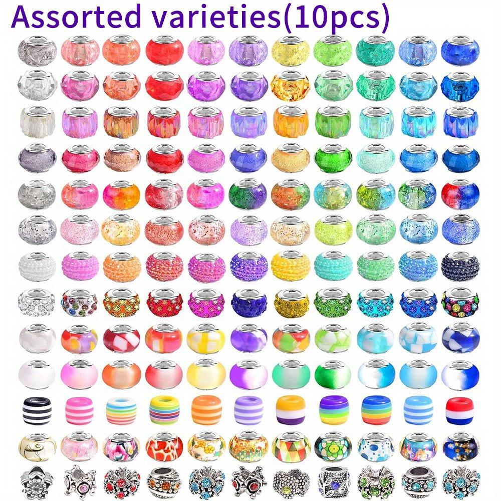 

10/40 шт., разноцветные бусины из смолы в случайном стиле в европейском стиле с большим отверстием, декоративные бусины для самостоятельного изготовления браслета, ожерелья, брелока, ювелирных изделий 10pcs
