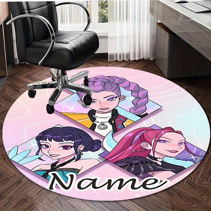 Personalized K-KPop Demon Hunters Round Chair Office Rug - Perfect for Mat, Office Chair & More - Ideal Gift for Birthdays and Holidays