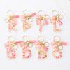 Pink Glitter Resin 26-Letter Keychain Butterfly Tassel Accessory Retro Durable Bag Charm Practical Gift For Girlfriend Best Friend