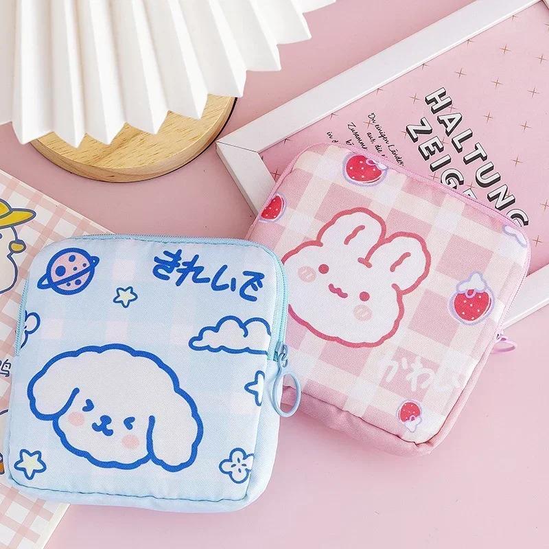 Korean Cute Bear Large Capacity Sanitary Napkin Storage Bags Girls Cartoon Physiological Period Tampon Organiser Bag Mini Bag