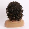 Women Synthetic Curly Fluffy Wig With Bangs Ladies Mixed Black Brown Wig Daily Party Cosplay Use Heat Resistant Fiber Wig