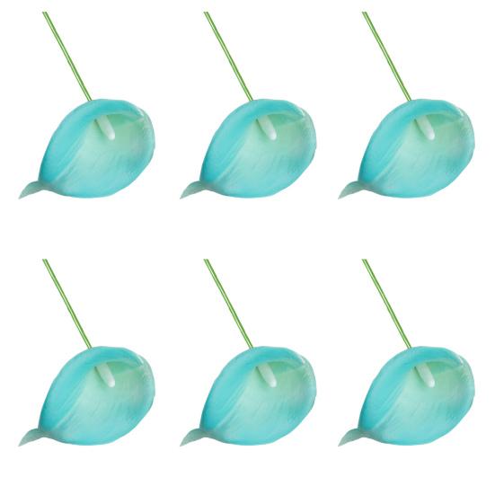 6Pcs Artificial Common Callalily Realistic Fake Flower Branch Home Office Wedding Party Indoor Outdoor Faux Bloom Plants Decoration
