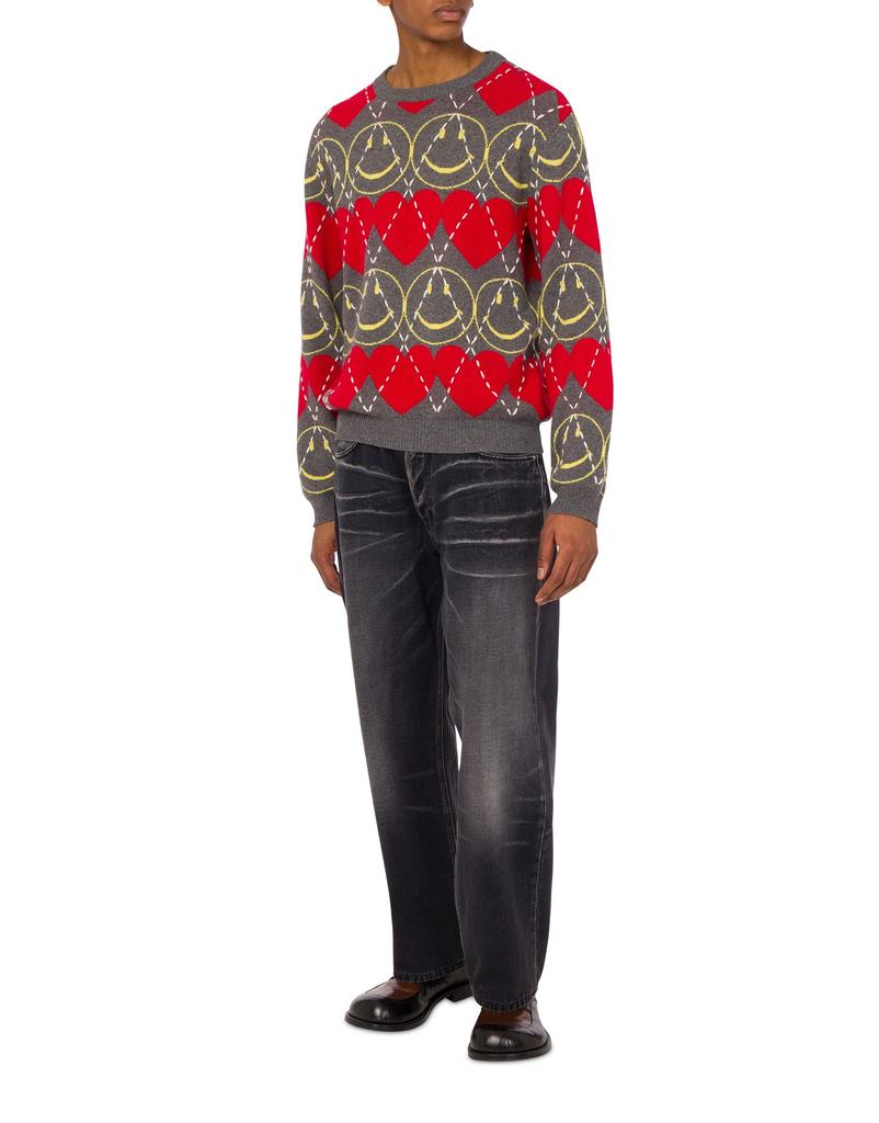 MOSCHINO Smiley Blended Knit Grey_Men