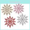 Charming 12cm Plastic Snowflake Ornaments For Christmas Tree Decorations In Gold Red Silver Pink And White