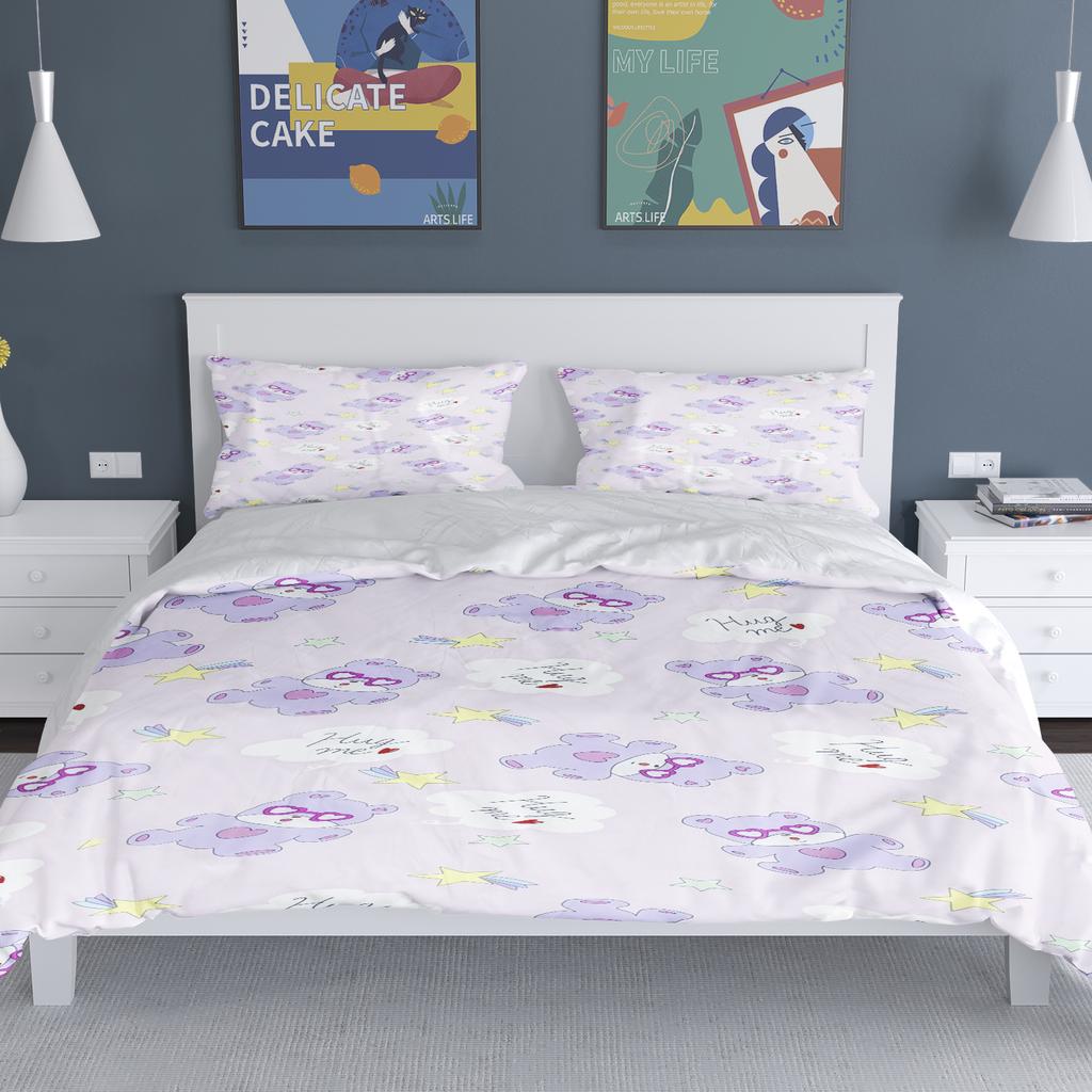 Tecknade Flickor Anime Care Bears Påslakan Set Kawaii Täckeöverdrag Örngott Set Barn Sängkläder Set Dekor Full Queen Size