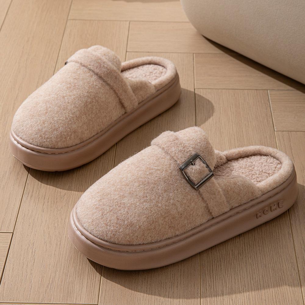 2025 plush warm household winter cotton slippers couple models can wear EVA thick-bottomed cotton slippers