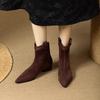 Fashion Pointed Toe Elegant with Medium Heels Women's Ankle Boots Autumn Winter Suede Chelsea Booties Comfortable Hot Female Short Shoes