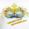 Fancy Dress Party Eyewear Mask Metal Handheld Stick Half Face Venetian Masque Rhinestones Women Mask Prom Ball Masquerade