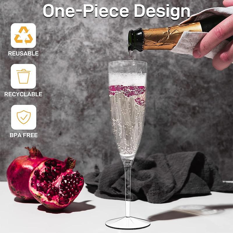 Bicchiere di Plastica Monouso per Champagne per Festa di Matrimonio Cocktail Vino 150ml
