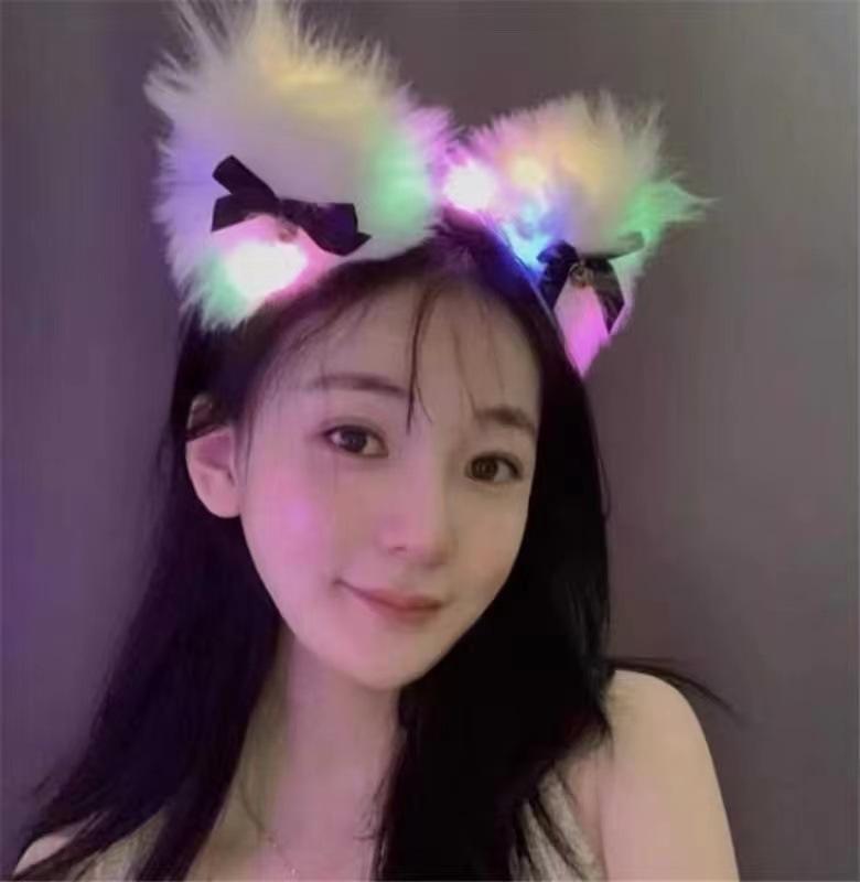 1pcs Women Girl LED Hawaii Hawaiian Lei Headband Glow Light Up Bridesmaids Bridal Flower Crown Wreath Birthday Wedding Party