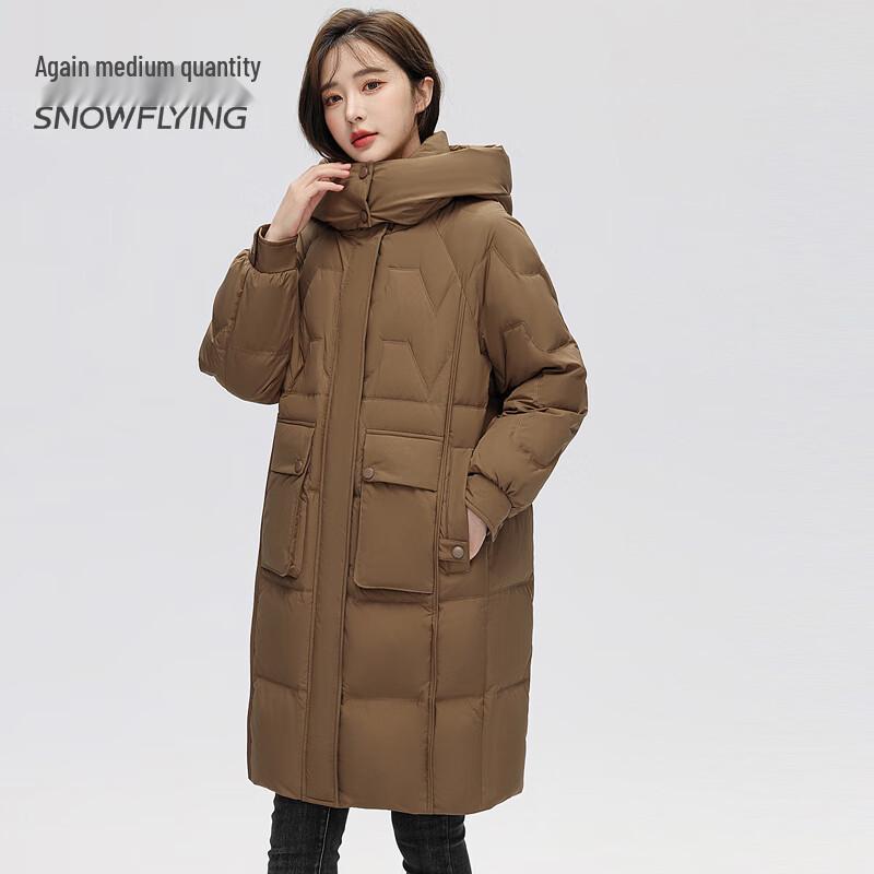 SNOWFLYING Abrigo de Plumas con Capucha de Largo Medio para Mujer