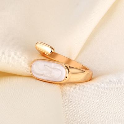 Gold-plated Seiko Natural White Fritillary Open Ring, Simple Personality Does Not Fade Ring