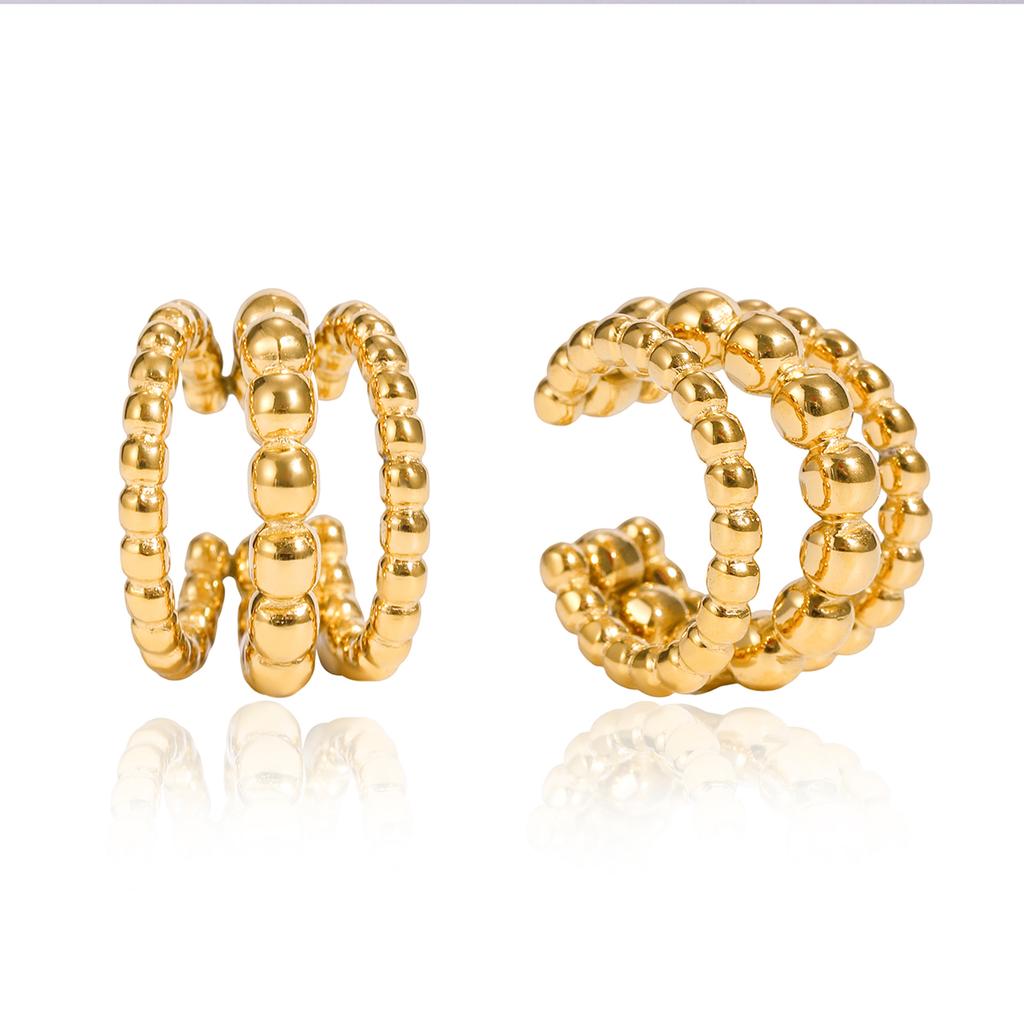 Yori Statement Stainless Steel Personalized Three-layer Ear Clips for Women High Quality 18K Gold PVD Plated Daily Jewelry Gift