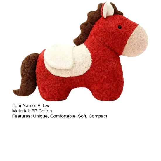 Cuscino Peluche Anno del Cavallo Forma Animale Zodiacale Cuscino per Divano Capodanno Cinese Decorazione per la Casa e Regalo