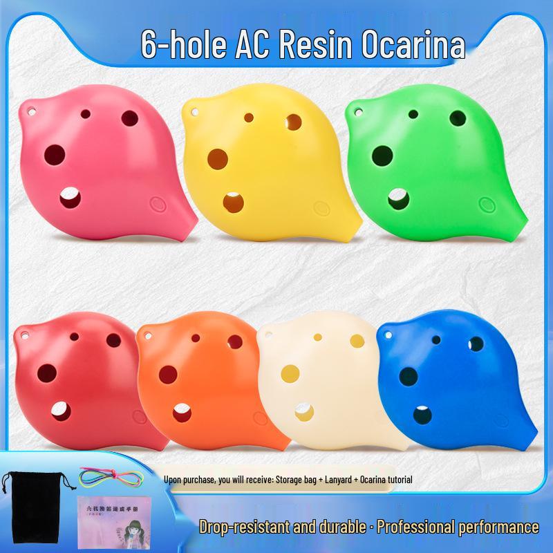 6-Hole Ocarina for Beginners - Perfect for Primary Students and Self-Study Off-white [Case + Strap + Ocarina Tutorial]