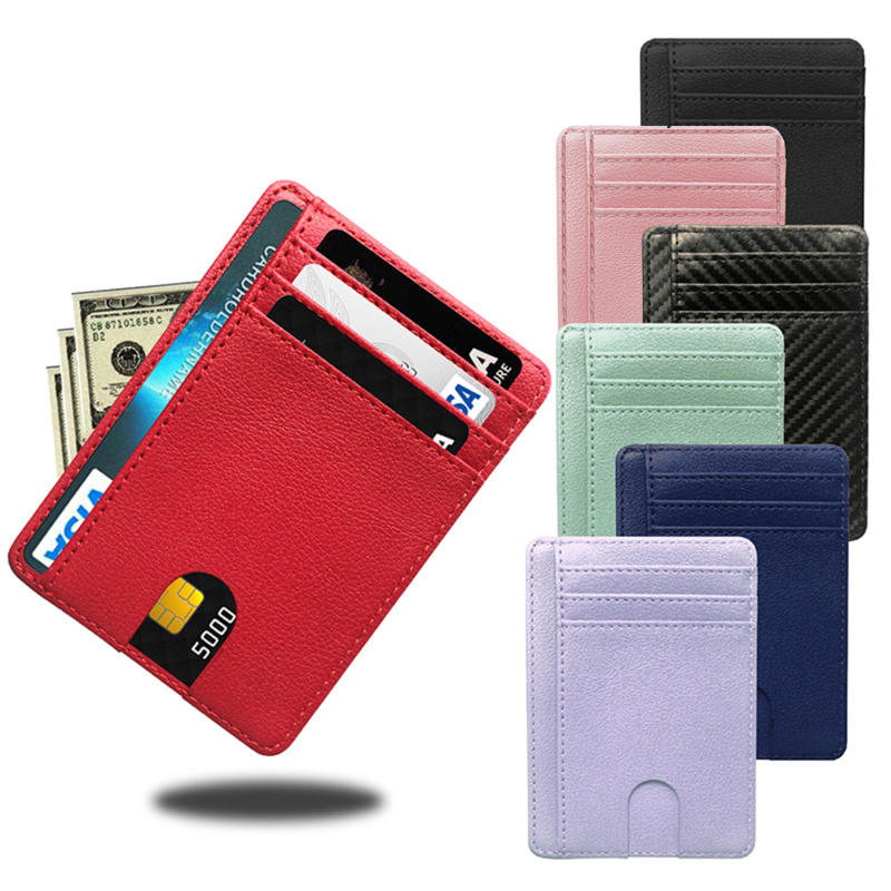 Ultra Thin Leather Credit Card Holder Fashion Multi Card Portable Business Wallet for Men Women Daily Use Pocket