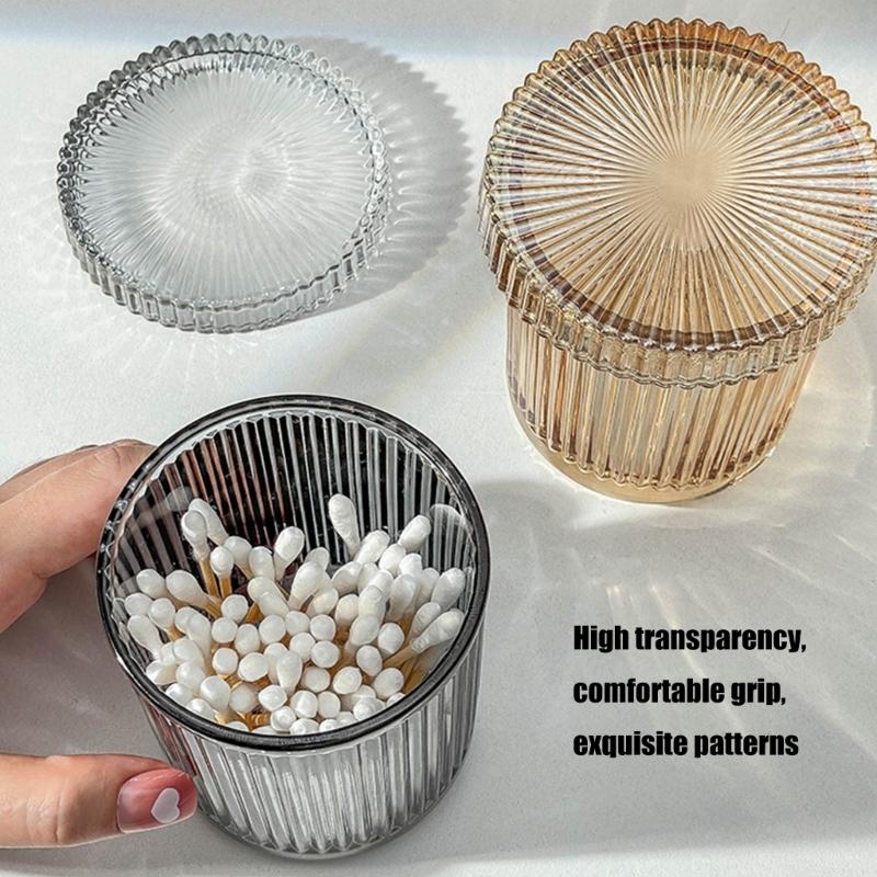 Pack Of 2 Glass Cotton Swab Holders With Sealed Lids For Bathroom Countertop Organization And Dustproof Storage