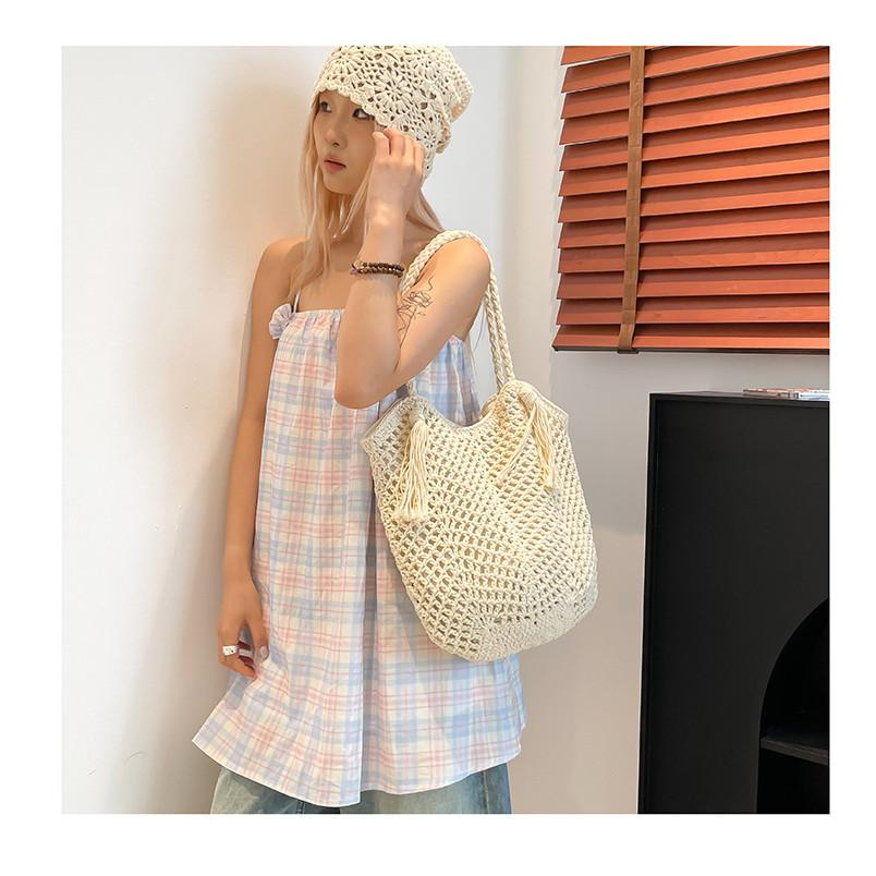 IELGY Woven Bag Vacation Beach Straw Woven Large Capacity Tote Bag