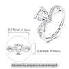 Copper Heart Zircon Sparkling Cubic Zirconia Open Adjustable Ring For Women Promise Anniversary Jewelry Gift