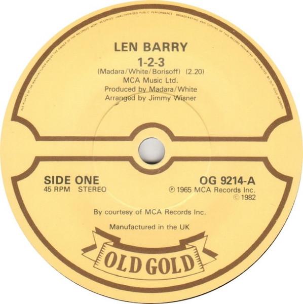 

7inch Record LEN BARRY - 1-2-3 / Like A Baby OG9214 Old Gold 1982 UK Pop Used
