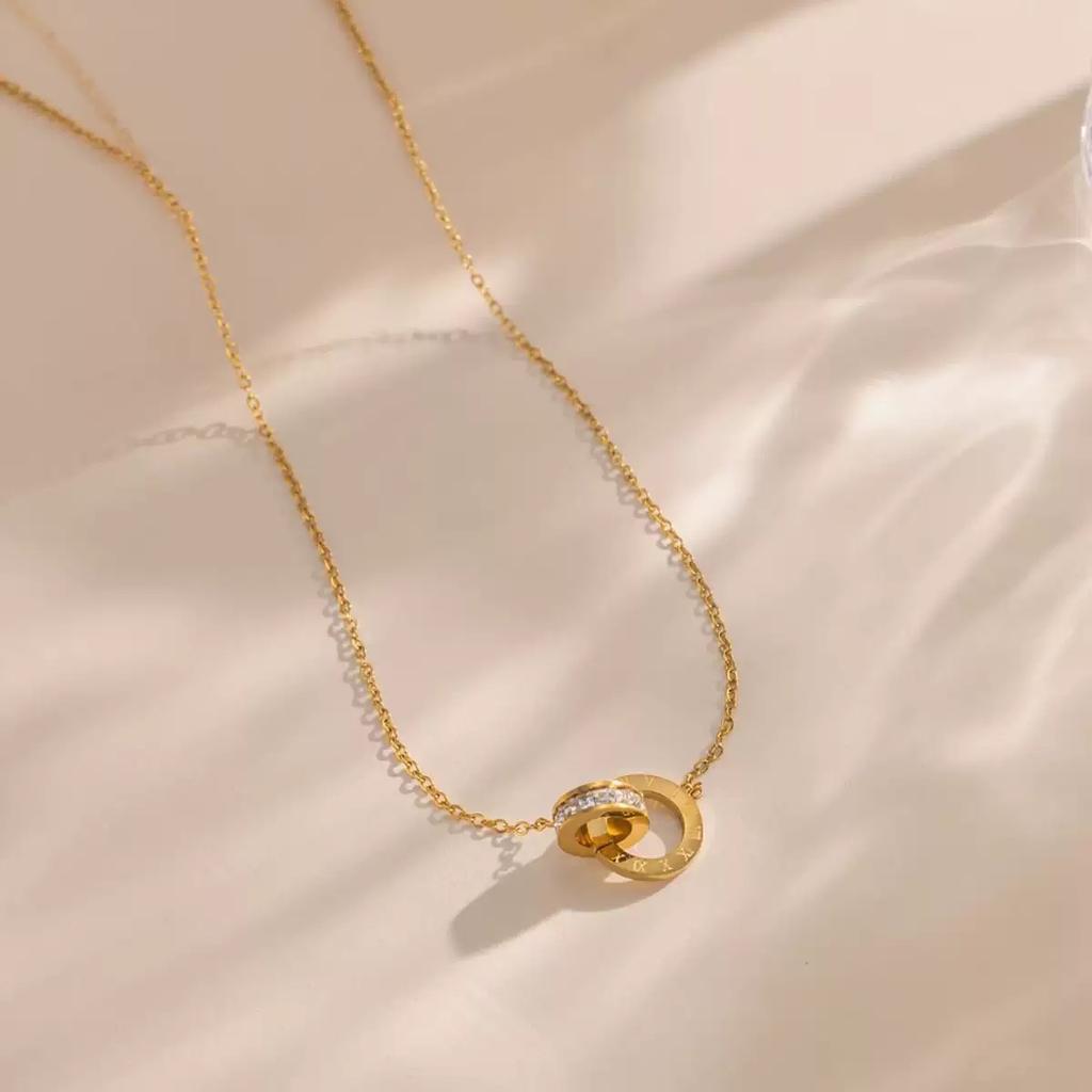 Novirassine  Elegant Pendant Necklace Stainless Steel PVD Waterproof CZ Inlay for Women Anniversary Romantic Jewelry