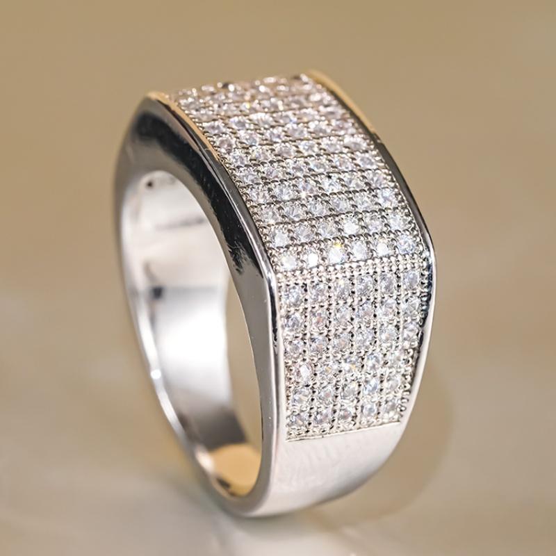 Huitan Geometric Bright Ring with Shiny Cubic Zirconia Exquisite Luxurious Finger Accessories Women Modern Wedding Party Jewelry