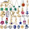 925 Silver Golden Plated Charm Earring Ring Necklace Bracelet Paved Ocean Lucky Green Crocodile Sun Fine Jewelry